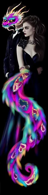 Free dragon bookmark featuring a dragon with a neon tail